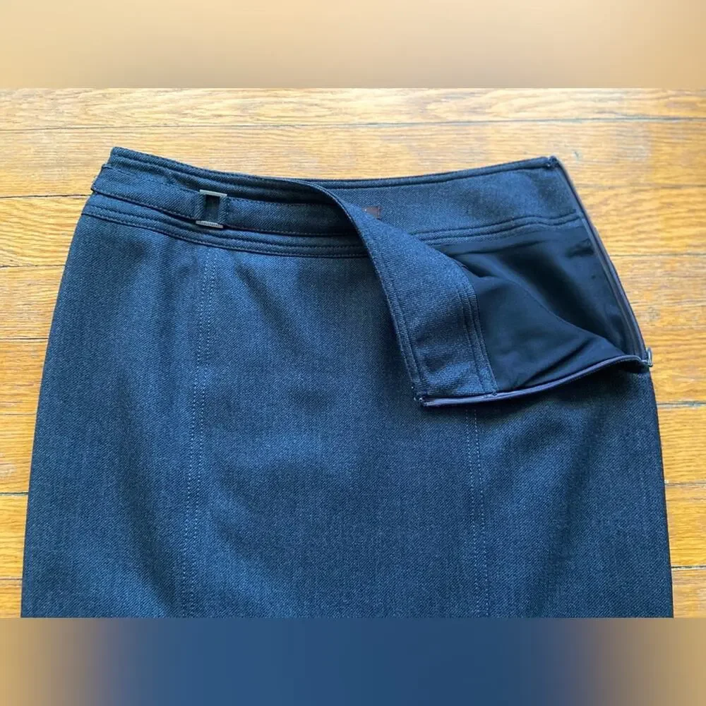 APOSTROPHE Grey Wool Lined Stretch Pencil Skirt sz 36 (Actual sz 28)